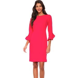 Karl Lagerfeld Lynn Tulip Bell Sleeve Crepe Dress Hot Pink Size 6